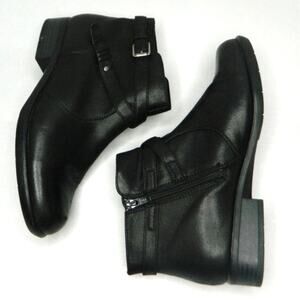 YUU Boots Womens 8 M Black Becca Ankle Booties Zip Buckle Low Heels Casual